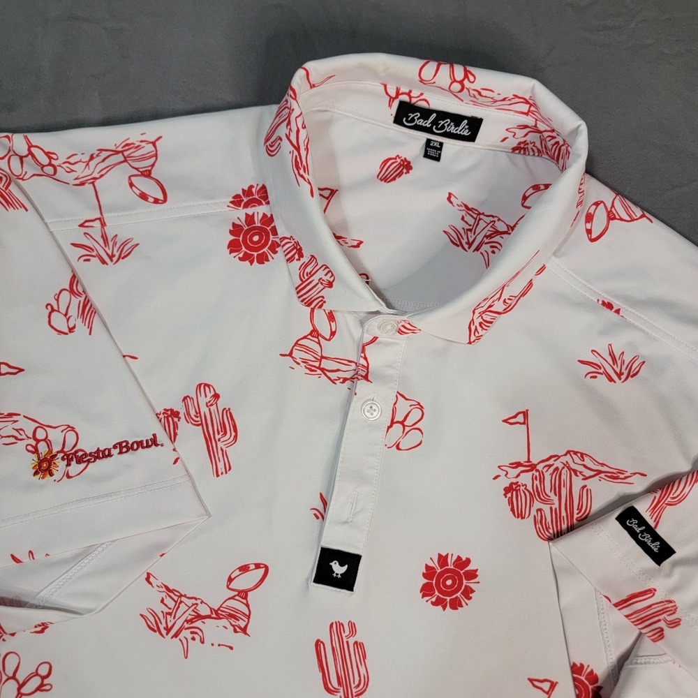 Bad Birdie‎ Golf SS White & Red Polo Shirt Size XL "Fiesta Bowl"